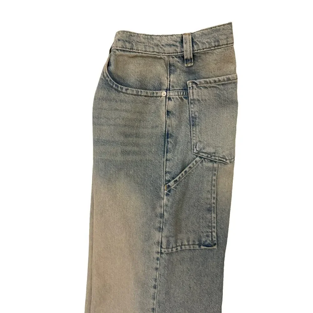 Free People We The Free Tinsley Baggy Jeans High Rise Wide Straight Leg Size 28